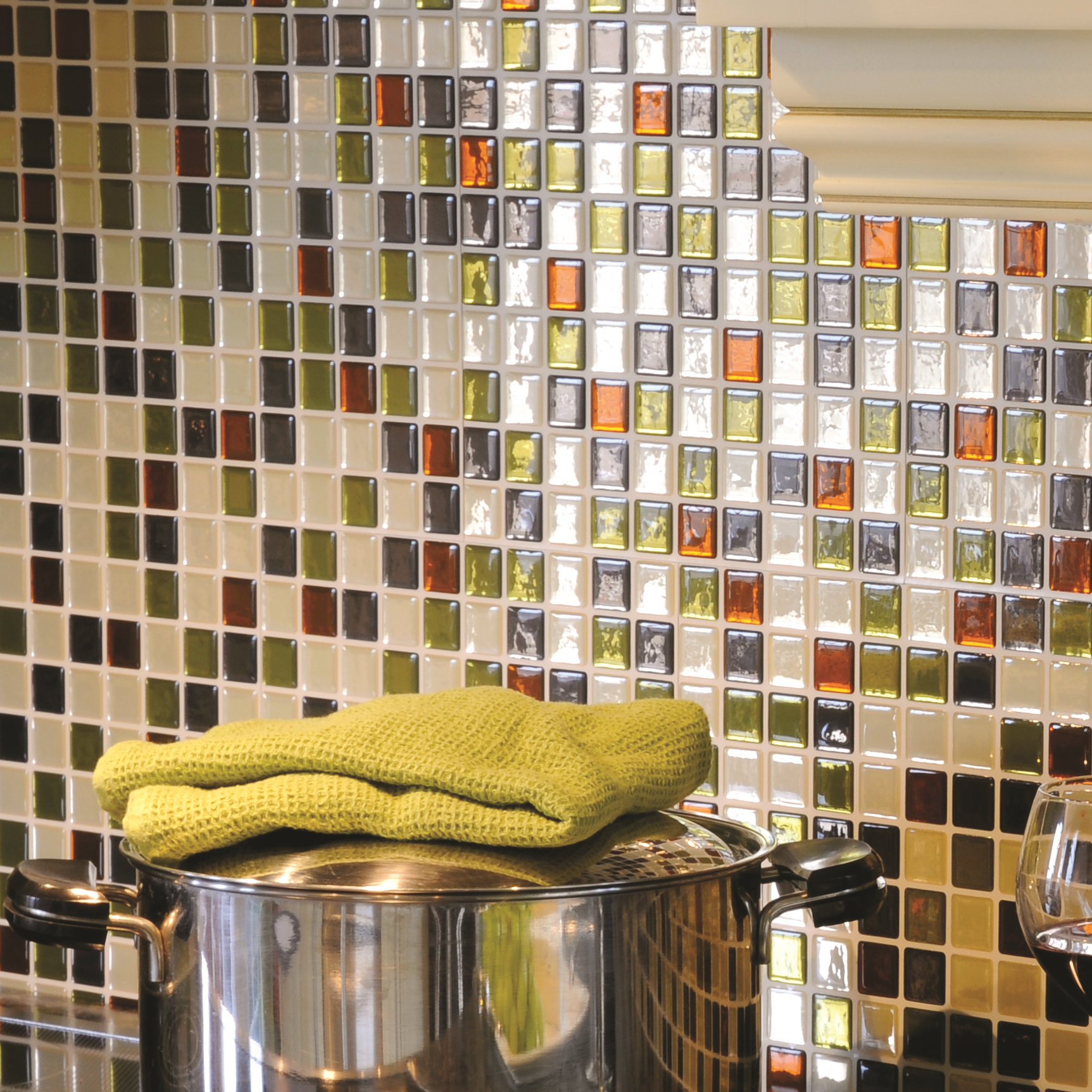 Smart Tiles Mosaic Idaho 9.85" x 9.85" Peel & Stick Wall Tile in Beige